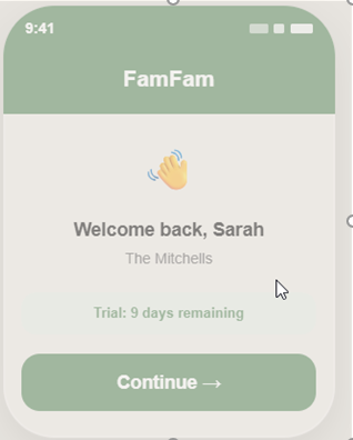 FamFam meal check-in grid showing family dinner attendance